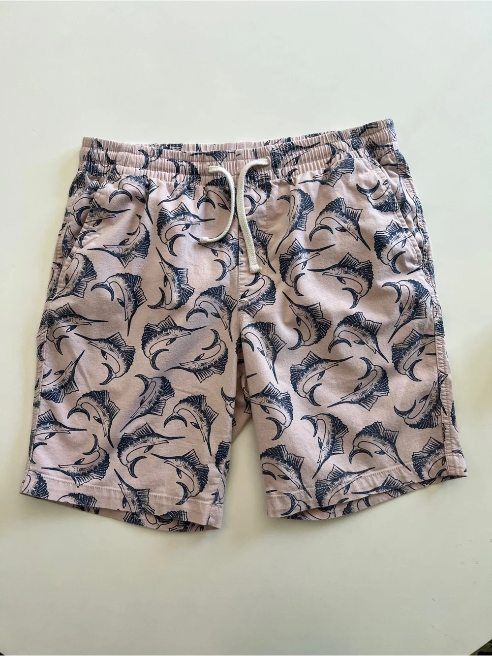 Old Navy Men’s Pink Shorts with Navy Marlin Print